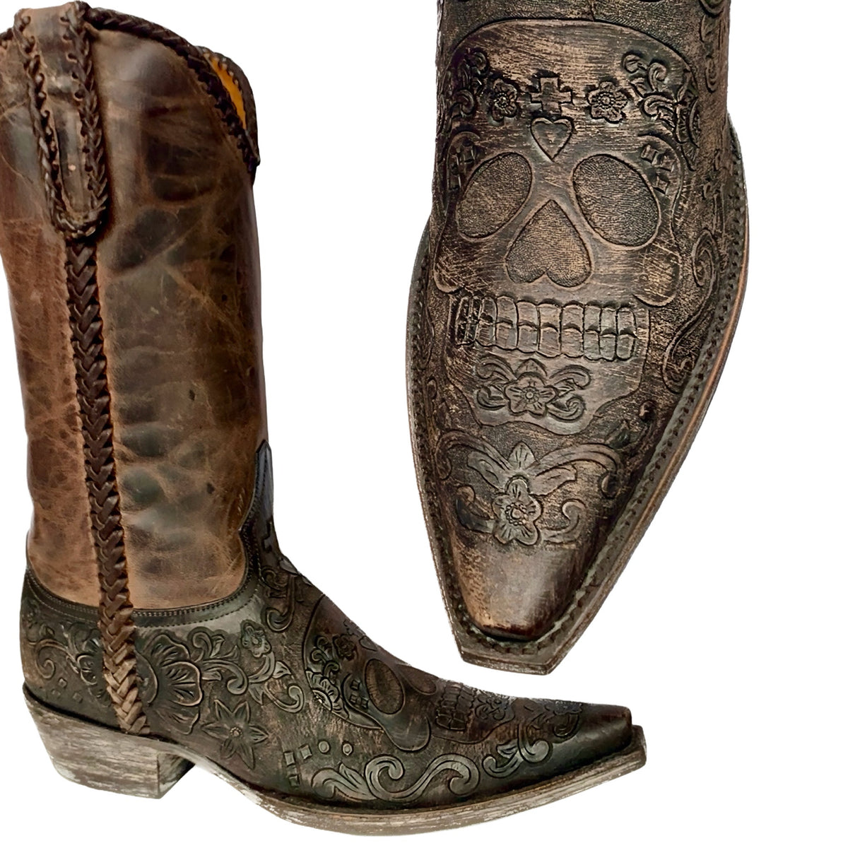 Old Gringo Mens Boots Tooled Size 6.5 D Made in Mexico Old Gringo Wyoming Boots in Snuff | Hand-Tooled Leather  main image 4