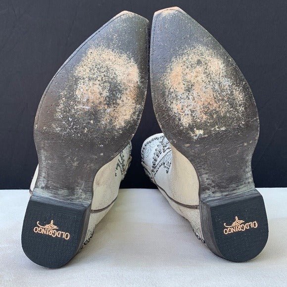 OLD GRINGO L&L White Skull Studded Sombrero Pistol Gun Cowgirl Western Boots - Botablu