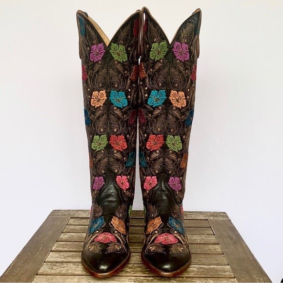 OLD GRINGO Loriel Tall 17” Floral Flowers Knee High Cowgirl Cowboy Western Boots - Botablu