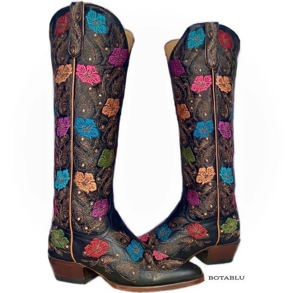 OLD GRINGO Loriel Tall 17” Floral Flowers Knee High Cowgirl Cowboy Western Boots - Botablu