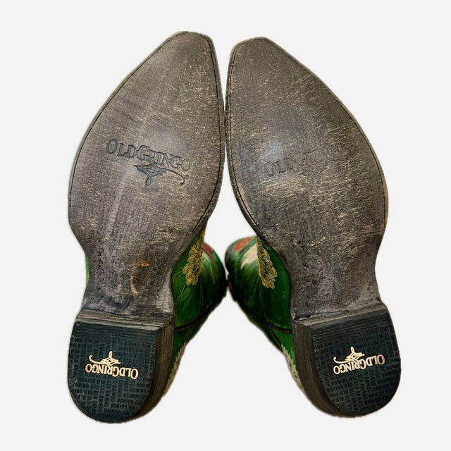OLD GRINGO Mariachi Fiesta L3587-4 Green Skull Cowboy Boots - Botablu