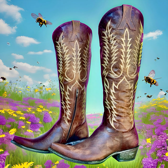 OLD GRINGO Mayra 18” Brown Embroidered Tall Knee High Cowgirl Cowboy Western Boots - Botablu