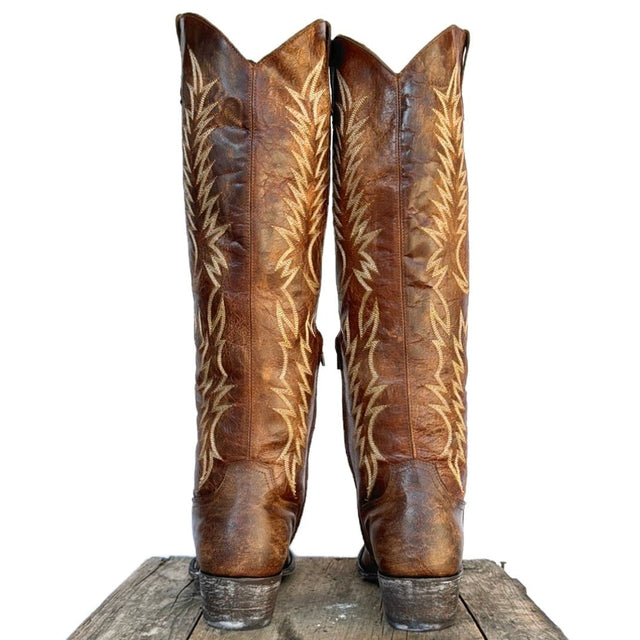 OLD GRINGO Mayra 18” Brown Embroidered Tall Knee High Relaxed Fit Cowgirl Western Boots - Botablu