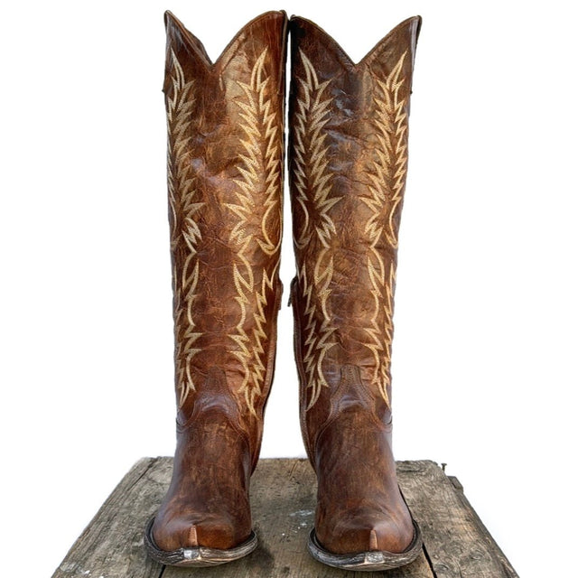 OLD GRINGO Mayra 18” Brown Embroidered Tall Knee High Relaxed Fit Cowgirl Western Boots - Botablu