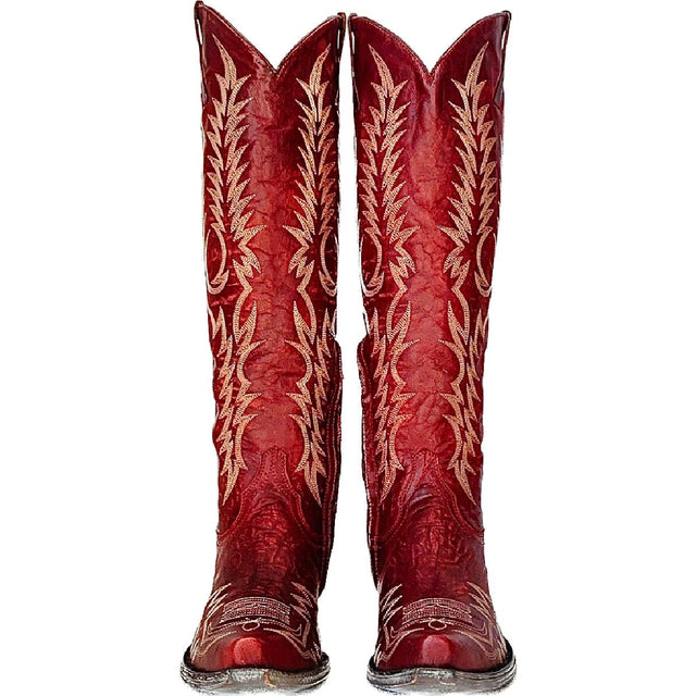 OLD GRINGO Mayra Embroidered Tall Knee High Red Leather Cowgirl Western Boots - Botablu