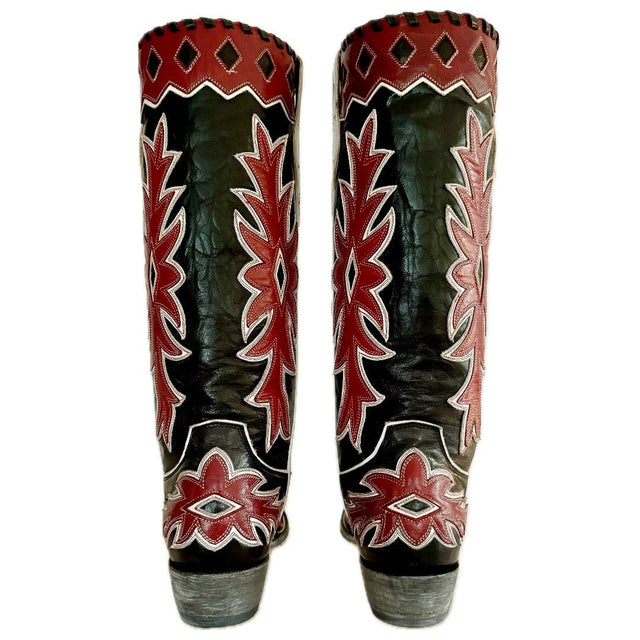 OLD GRINGO Miles City Vintage Style Black Red Womens Cowboy Boots - Botablu