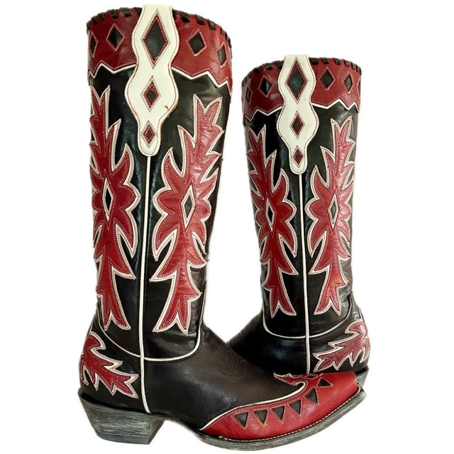 OLD GRINGO Miles City Vintage Style Black Red Womens Cowboy Boots - Botablu