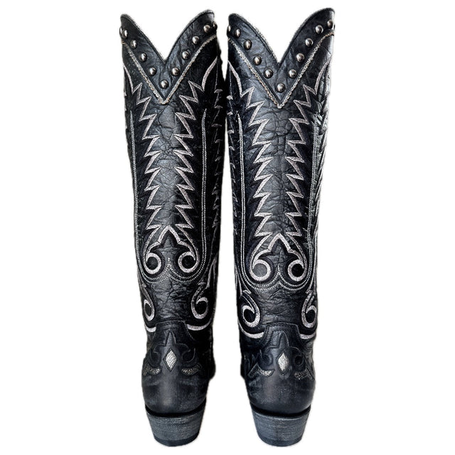 OLD GRINGO Nevada Heavier Studded Knee High Black Cowboy Boots - Botablu