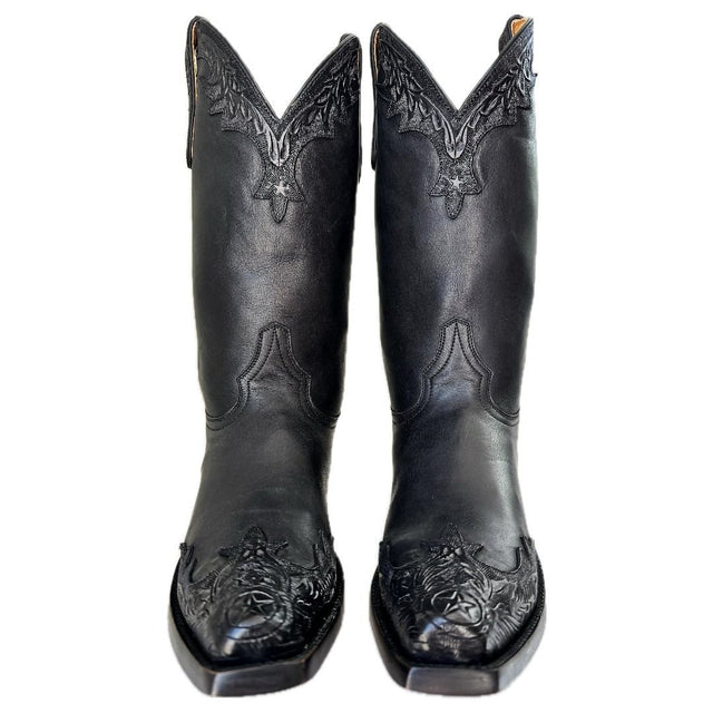OLD GRINGO Porfirio Tooled Black Leather Cowboy Western Boots - Botablu