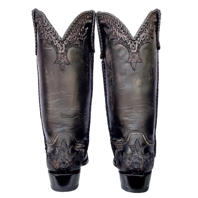 OLD GRINGO Porfirio Tooled Black Leather Cowboy Western Boots - Botablu