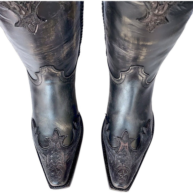 OLD GRINGO Porfirio Tooled Black Leather Cowboy Western Boots - Botablu