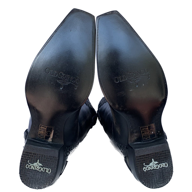 OLD GRINGO Porfirio Tooled Black Leather Cowboy Western Boots - Botablu
