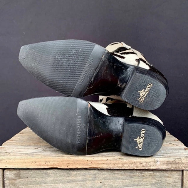 OLD GRINGO Rare Cowhide Pony Hair On White Black Cowgirl Cowboy Western Boots - Botablu