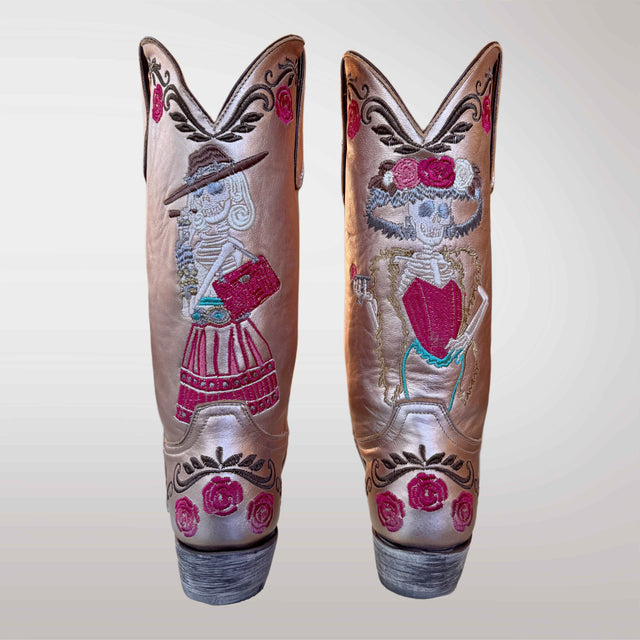 OLD GRINGO Reinas 13” Skeleton Lady Pink Cowboy Boots - Botablu