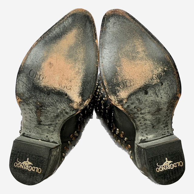 OLD GRINGO Studded Black Leather Tall Knee High Cowgirl Western Boots - Botablu