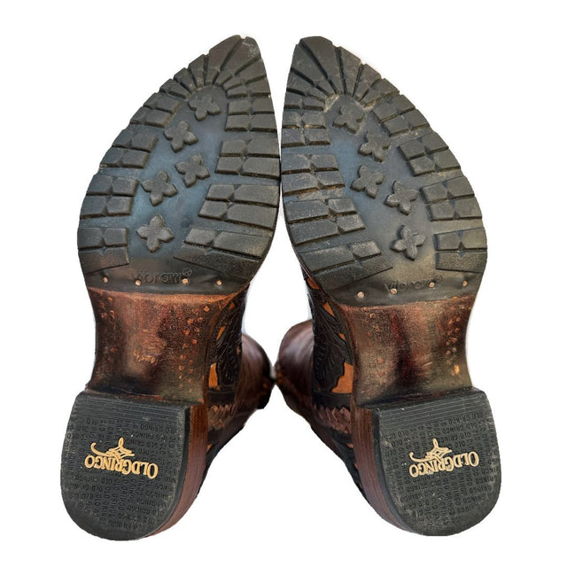 OLD GRINGO Tooled Brown Leather Tall Cowgirl Cowboy Western Boots - Botablu