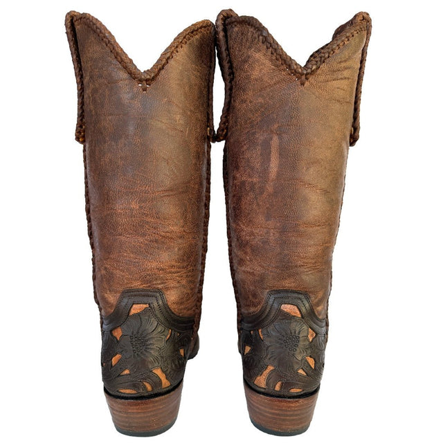 OLD GRINGO Tooled Brown Leather Tall Cowgirl Cowboy Western Boots - Botablu