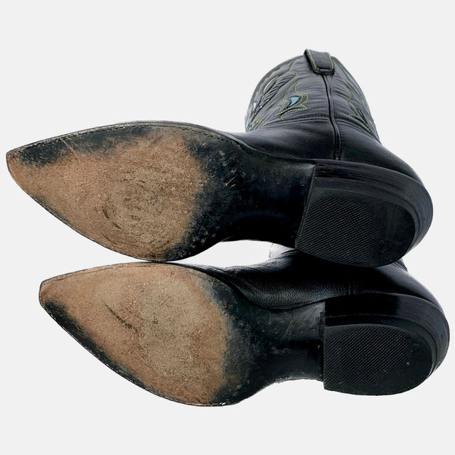 OLD GRINGO Vintage Angel Black Blue Leather Short Peewee Cowgirl Cowboy Western Boots - Botablu