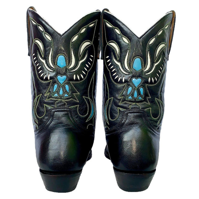 OLD GRINGO Vintage Angel Black Blue Leather Short Peewee Cowgirl Cowboy Western Boots - Botablu