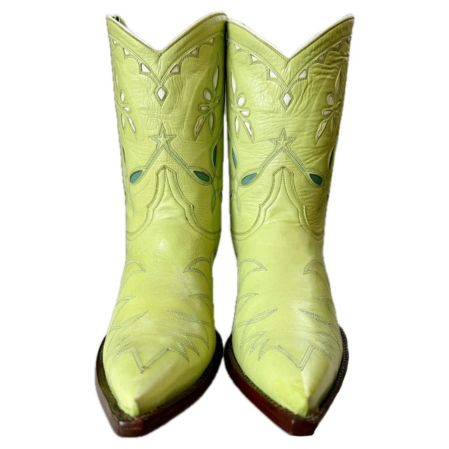 OLD GRINGO Vintage Dragonfly Green Short Peewee Cowboy Boots - Botablu