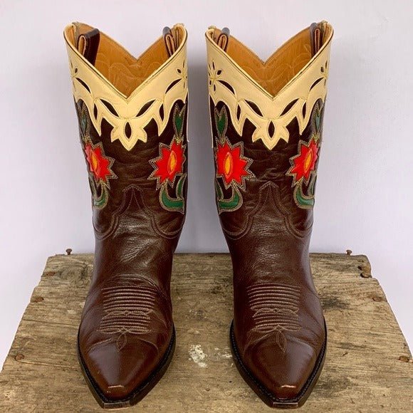 OLD GRINGO ‘Vintage’ Floral Cactus Short Peewee Snip Toe Cowgirl Cowboy Western Boots - Botablu