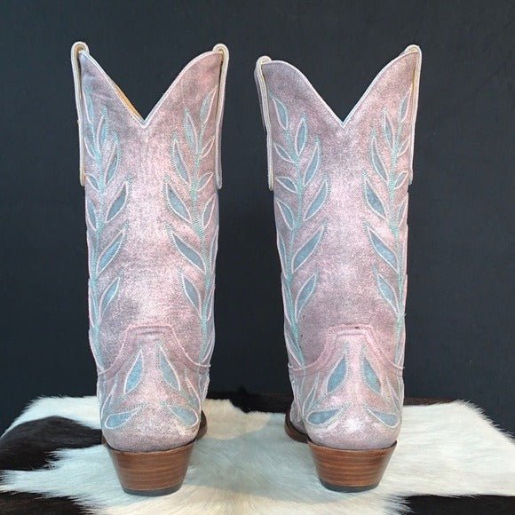 OLD GRINGO Vintage Pink Blue Leather Floral Tall Cowgirl Cowboy Western Boots - Botablu