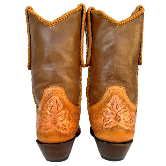 OLD GRINGO Wyoming Tooled Brown Leather Short Cowgirl Cowboy Western Boots - Botablu