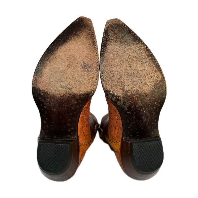 OLD GRINGO Wyoming Tooled Brown Leather Short Cowgirl Cowboy Western Boots - Botablu