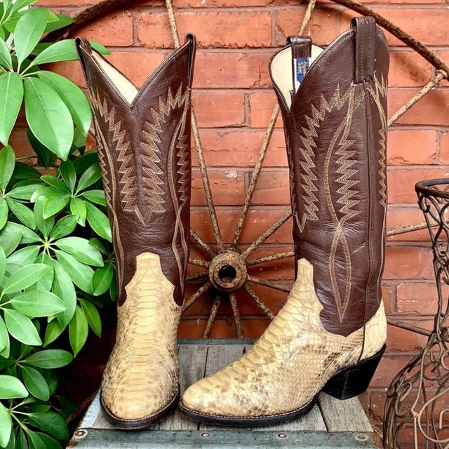 PANHANDLE SLIM Vintage Snakeskin Python Tall Cowgirl Cowboy Western Boots - Botablu