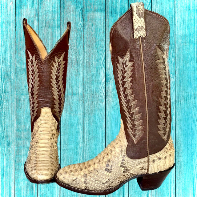 PANHANDLE SLIM Vintage Snakeskin Python Tall Cowgirl Cowboy Western Boots - Botablu