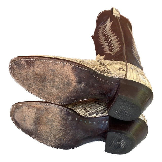PANHANDLE SLIM Vintage Snakeskin Python Tall Cowgirl Cowboy Western Boots - Botablu