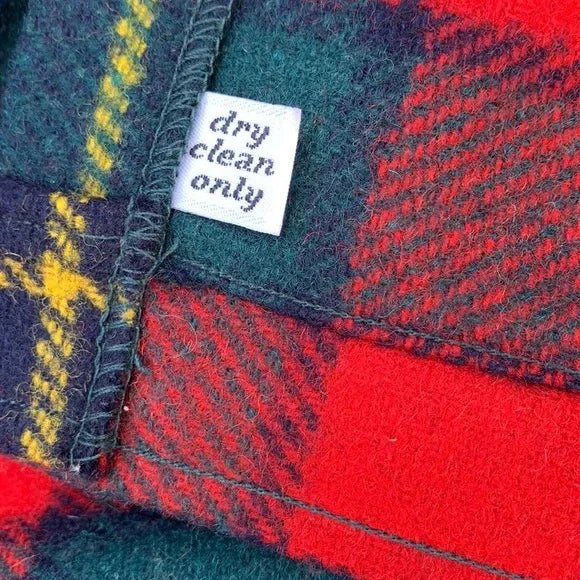 PENDLETON LOBO Vintage Wool Plaid Suede Patch Button Down Shirt Jacket Shacket - Botablu