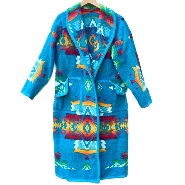 PENDLETON Vintage Beaver State Wool Aztec Blanket Southwest Western Long Coat - Botablu