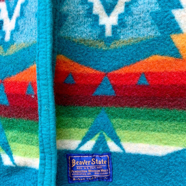 PENDLETON Vintage Beaver State Wool Aztec Blanket Southwest Western Long Coat - Botablu