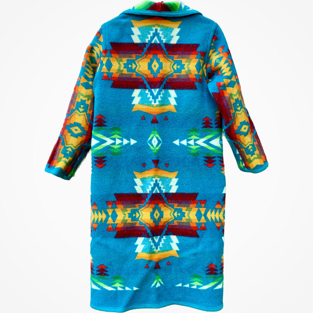 PENDLETON Vintage Beaver State Wool Aztec Blanket Southwest Western Long Coat - Botablu