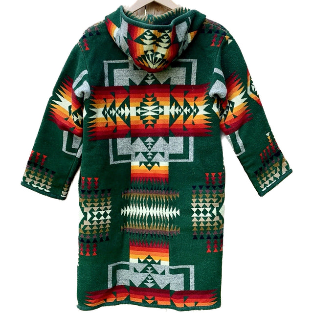 PENDLETON Woolen Mills Beaver State Vintage Wool Aztec Blanket Southwest Western Long Coat - Botablu
