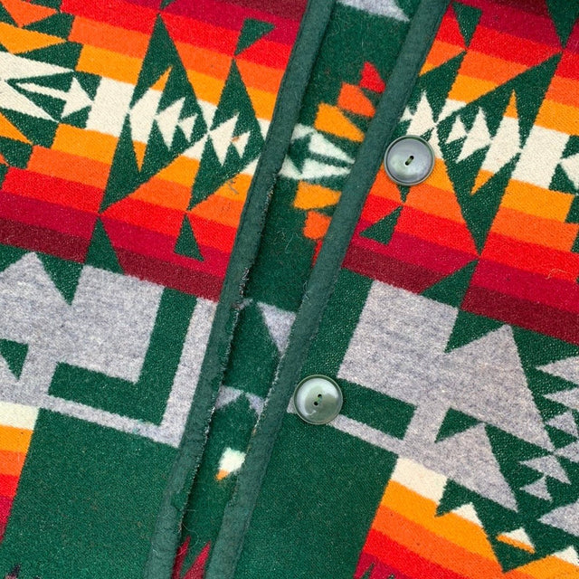 PENDLETON Woolen Mills Beaver State Vintage Wool Aztec Blanket Southwest Western Long Coat - Botablu