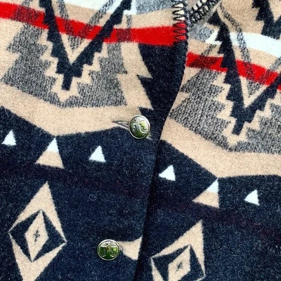 PENDLETON WOOLEN MILLS Vintage USA Wool Aztec Southwest Blanket Coat Jacket - Botablu