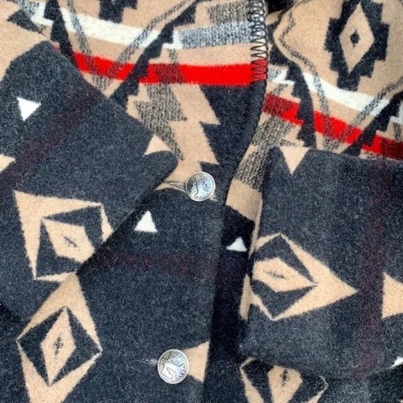 PENDLETON WOOLEN MILLS Vintage USA Wool Aztec Southwest Blanket Coat Jacket - Botablu