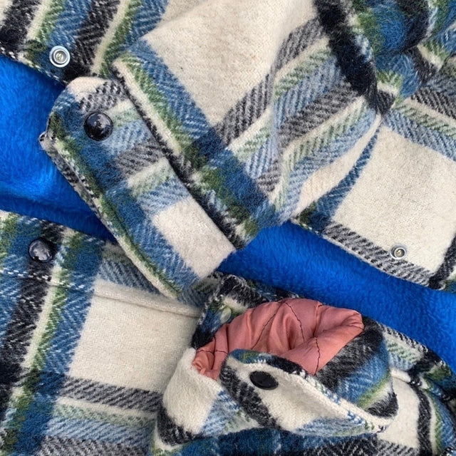 PENNEYS TOWNCRAFT Vintage Wool Sherpa Fur Lined Plaid Shirt Jacket Shacket - Botablu