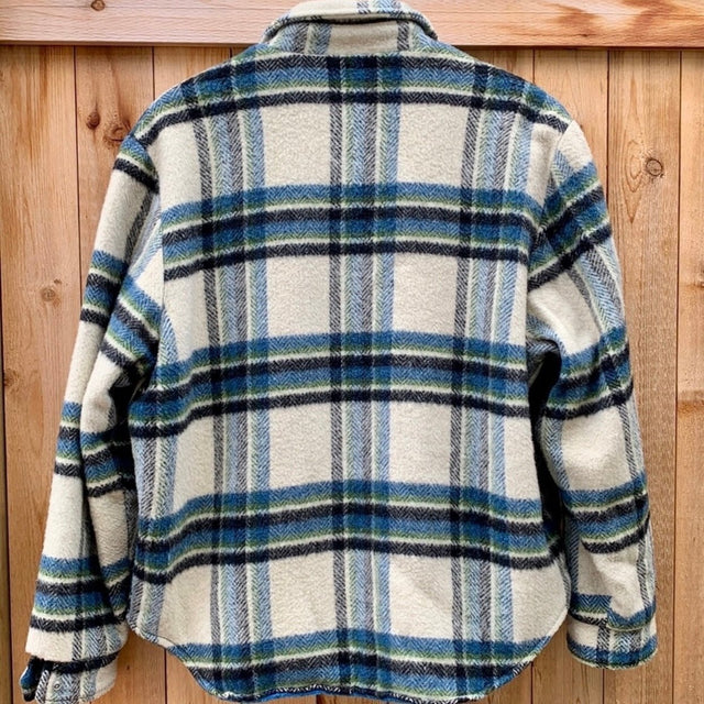 PENNEYS TOWNCRAFT Vintage Wool Sherpa Fur Lined Plaid Shirt Jacket Shacket - Botablu