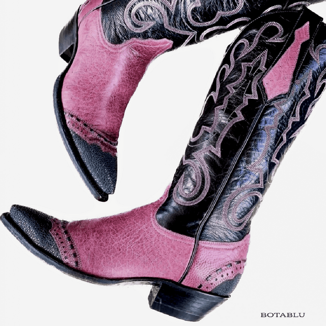 Private Collection Larry Mahan Vintage Ostrich Stingray Exotic Cowgirl Western Boots - Botablu