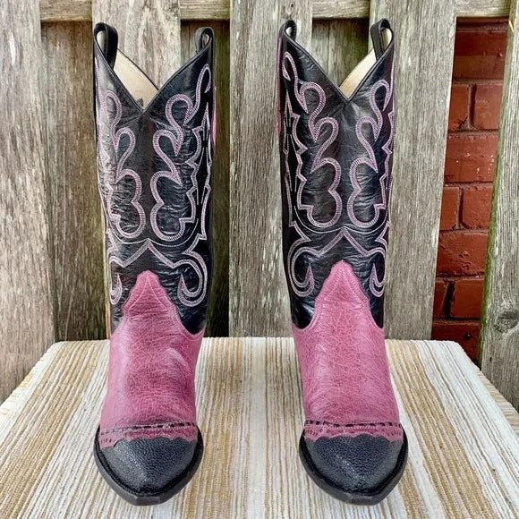 Private Collection Larry Mahan Vintage Ostrich Stingray Exotic Cowgirl Western Boots - Botablu