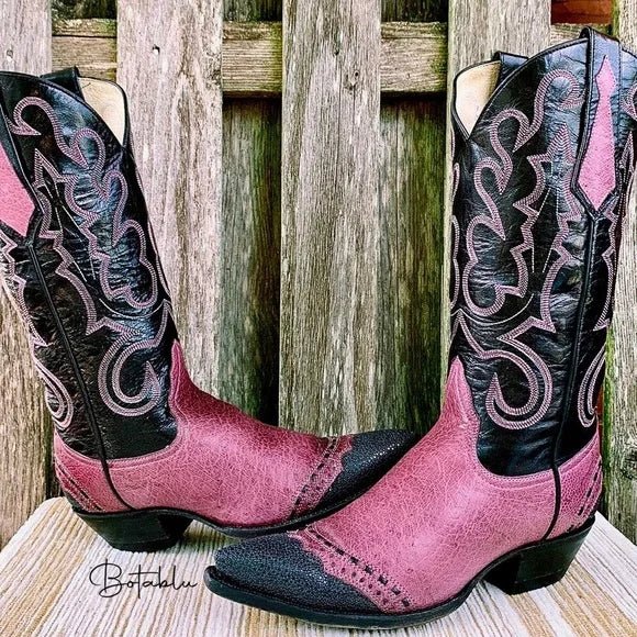 Private Collection Larry Mahan Vintage Ostrich Stingray Exotic Cowgirl Western Boots - Botablu
