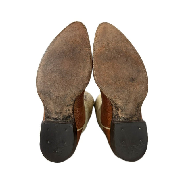 RALPH LAUREN Polo Western Collection Vintage Lizard Brown Cowboy Boots - Botablu