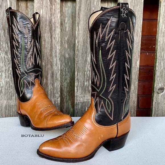 RALPH LAUREN X LUCCHESE Vintage Brown Leather Cowgirl Cowboy Western Boots - Botablu