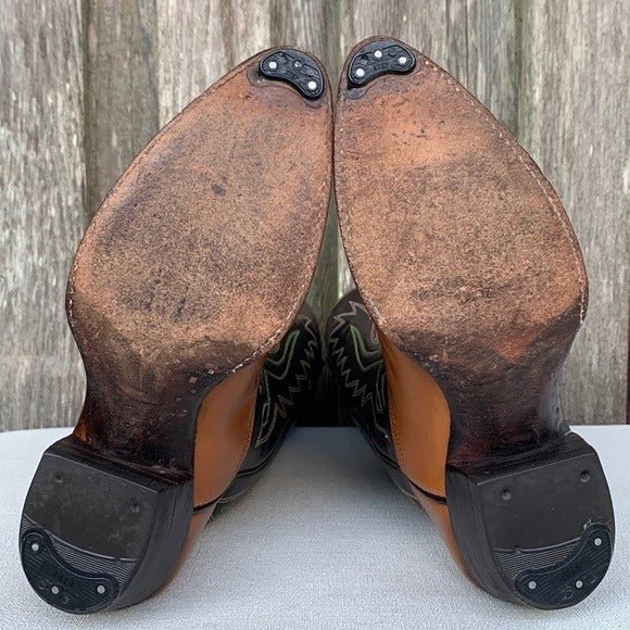 RALPH LAUREN X LUCCHESE Vintage Brown Leather Cowgirl Cowboy Western Boots - Botablu