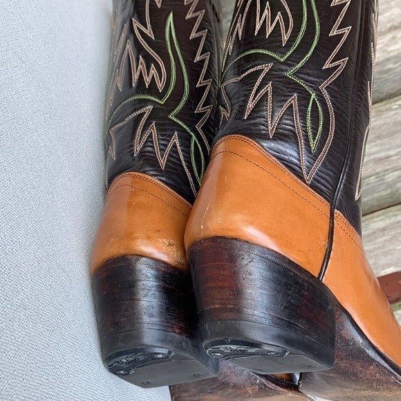 RALPH LAUREN X LUCCHESE Vintage Brown Leather Cowgirl Cowboy Western Boots - Botablu