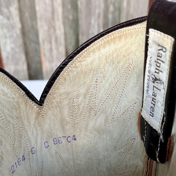 RALPH LAUREN X LUCCHESE Vintage Brown Leather Cowgirl Cowboy Western Boots - Botablu