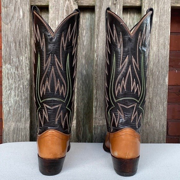 RALPH LAUREN X LUCCHESE Vintage Brown Leather Cowgirl Cowboy Western Boots - Botablu